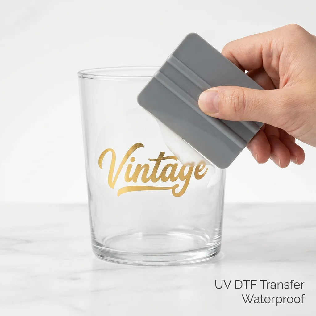 Custom UV DTF Transfer Stickers | Rub-on Dry Transfer Labels For Glass Metal Wood | Waterproof Gold & Silver Logo Stickers