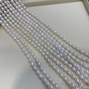 סיטוני אורז טיפה בצורת טיפת מים פנינה aaaaaa כיתה 6-6.5 מ "מ פנינה חוט 36 ס" מ לתכשיטים - Product Image 4