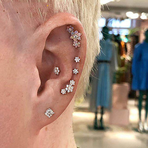 New Arrival Earrings Cute Jewelry Delicate Girl Women Ear <strong>Stud</strong> 925 Sterling <strong>Silver</strong> Small Minimalist Earring Tiny Cz Flower - Product Image 3