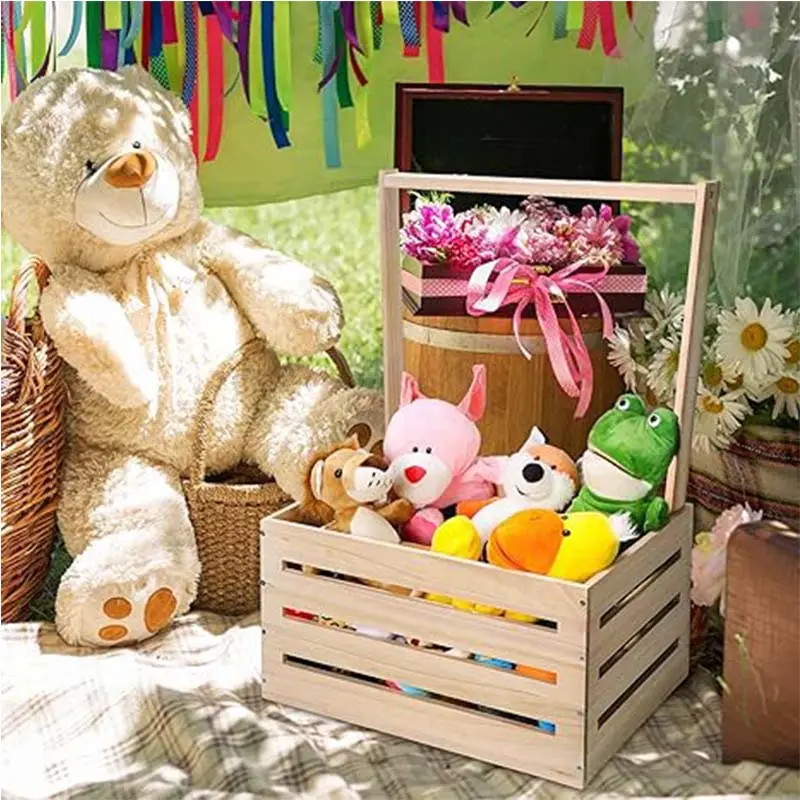 Cajón de madera para Baby Shower, armario, cesta para bebé con asa, cajón de almacenamiento, cesto, cajón de regalo de madera