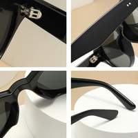 F53B01 Lunettes de soleil rétro petit cadre beige Ovale Vintage oeil de chat Rivet femmes Nuances personnalisées Lunettes de soleil