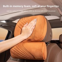 Ensemble de coussins de voiture en suède, luxe léger et minimaliste, pour appuie-tête et soutien lombaire, avec oreiller cervical en mousse à mémoire de forme et support de siège de voiture personnalisable avec logo