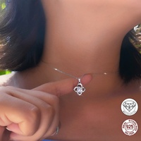 Collier pendentif fleur en moissanite couleur D VVS 6 mm, testeur de diamant, argent sterling 925, pour femme, bijoux fins