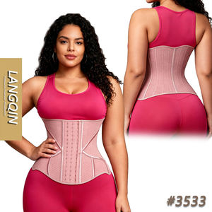 Ceinture de maintien de la taille en latex avec 19 baleines en acier Langqin # 3533 - Corset gainant élastique long pour femme, contrôle du ventre - Product Image 1