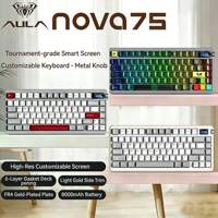 AULA NOVA 75 Nuevo Teclado Mecánico Inalámbrico Tri-Modo con Pantalla Inteligente de Plástico Personalizable RGB, Ergonómico, Batería de 4000 mAh
