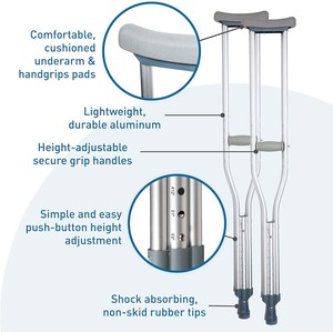 <span class=keywords><strong>Muletas</strong></span> Ligeras y Duraderas BLISS Medical para Adultos Discapacitados, Ancianos, Piernas Fracturadas, Tobillos Fracturados, Aleación de Aluminio, Axilares, Ajustables - Product Image 3