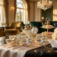 Service à thé décoratif en nacre, coffret cadeau de luxe, artisanat fait main, idéal pour les centres de villégiature en bord de mer