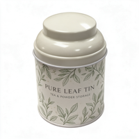Boîte à thé ronde personnalisée en fer blanc, motif botanique, avec couvercle, pour thé en vrac, café, herbes, coffret cadeau