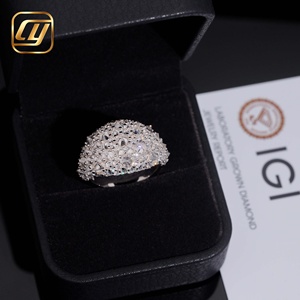 Anillo de banda ancha de lujo con pavé de piedras, de plata de ley 925, con diamantes cultivados en laboratorio, para mujer, ideal para fiestas, venta al por mayor de fábrica a precio económico. - Product Image 1
