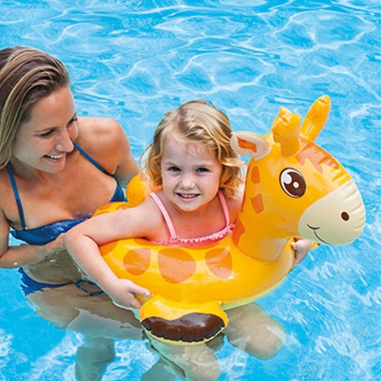 Floatas Inflable De Piscina Con Forma De Jirafa, Dinosaurio O Cocodrilo – Flotador Animal Para Niños Pequeños, Fácil De Inflar (63x76x66 Cm)