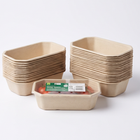 Barquettes en bagasse de canne à sucre laminées sans PFAS, récipients alimentaires micro-ondables, barquettes pour fruits et légumes, barquettes de supermarché