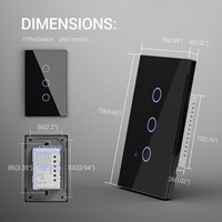 Interrupteur mural intelligent haut de gamme à 3 boutons avec écran tactile, compatible avec les applications Tuya Smart Life, contrôle à distance