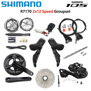 Groupe Shimano 105 <span class=keywords><strong>Di2</strong></span> R7170 2x12 vitesses, dérailleur <span class=keywords><strong>avant</strong></span>/arrière R7150, batterie DN300, pédalier R7100 12 vitesses, groupe de frein à disque pour vélo de route - Product Image 1