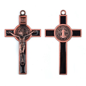 Crucifijo de San Benito en Cobre Antiguo, Colgante de Rosario de 75*43mm, Cruz <span class=keywords><strong>Religiosa</strong></span> Chapada en Aleación, Joyería Católica, Amuleto de Santo - Product Image 6