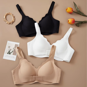 Reggiseno da donna senza cuciture con chiusura frontale, senza ferretto, con bordo smerlato, push-up, con coppe rimovibili, all'ingrosso, reggiseno a T-shirt, lingerie - Product Image 1