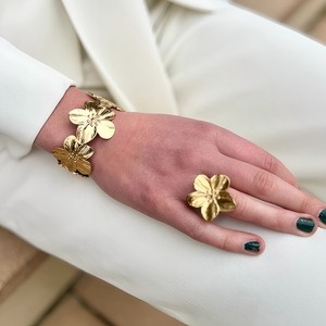 Flower Shape Stainless Steel Jewelry <b>Set</b> For Women Party Fashion Ring Earring <b>Bracelet</b> <b>Set</b> Te60469 - Product Image 3