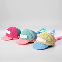 Dompet koin topi Mini lucu dengan gantungan kunci, gelang portabel, kantung jaring Kawaii, pemblokiran warna, penyimpanan kabel Earphone dengan Carabiner