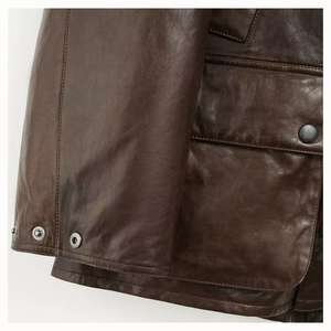 5194 Nouveauté Manteau d'hiver en peau de mouton tannée végétallement cirée à l'huile, col en laine d'agneau, décontracté, 90% duvet d'oie pour femmes - Product Image 5