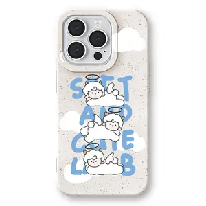 Custom logo phone case TPU degradable milky white lamb letter phone case drop proof phone case