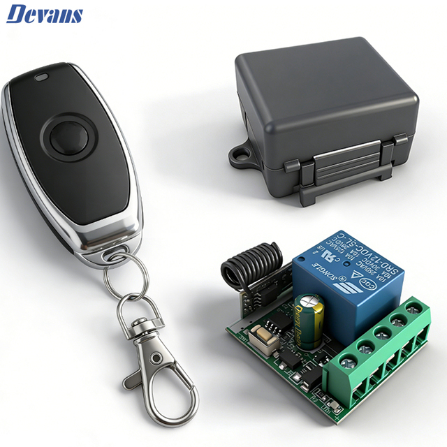 433MHz Wireless Remote Control Switch learning code DC12V 10A 1CH Relay Receiver for Garage Gate Motor Light On/Off Transmitter