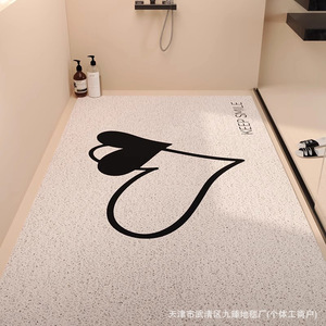 Heart Pattern <b>Bath</b> Mat Rectangle Silk Loop Non Slip Shower Floor Mat For Bathroom Minimalist Design - Product Image 4