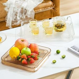 Transparent <b>Plastic</b> Tea <b>Tray</b> Square L Size With Drainage For Tea Set Storage And Fruit Display - Product Image 1
