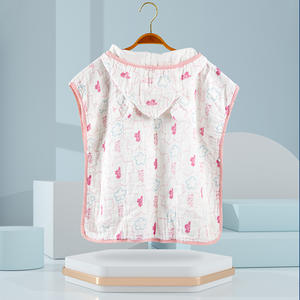 Serviettes de bain à capuche en coton respirant, en mousseline, pour bébé fille et garçon - Product Image 2