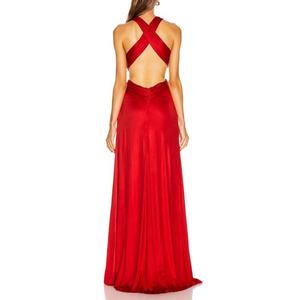 Robe de Soirée Longue en Satin Haut de Gamme, Sexy, Décolleté Plongeant, Taille Apparente, Sans Manches, Fendue, Prix de Gros, Haute Qualité - Product Image 3
