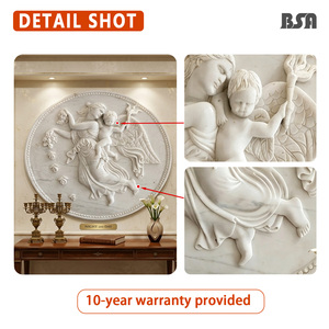 Relieve de <span class=keywords><strong>Venus</strong></span> y Cupido (Diosa del Amor y Pequeño Eros) Escultura Redonda de Mármol para Decoración del Hogar - Product Image 3