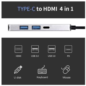 Jumon 4 en 1 USB-C HUB 3 Dock Thunderbolt vers HDTV Adaptateur Connecteur pour Femelle SMD USB-C 4K Mac Usb 3.0 Thunderbolt 3 4 Hub - Product Image 5