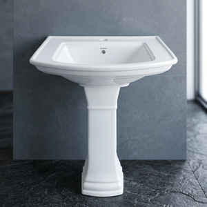 Vistaar Glossy White Ceramic 25x19 Inch Full Pedestal Wash Basin Hospital Hand Wash Sink Made in India - Product Image 3