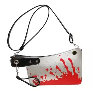 2024 New bloodstain kitchen knife single shoulder bag Gothic Style Blood Printed Shoulder Bag