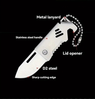 Mini couteau pliant en acier inoxydable, couteau d'ouverture de boîte, acier D2, canon portable, tranchant, OEM ODM, bricolage, chaîne de clés