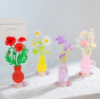 Bloc-notes en acrylique frais et léger avec porte-notes autocollantes et porte-photo - Article de décoration de bureau mignon