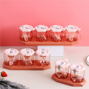 Lot <span class=keywords><strong>de</strong></span> 4 pots à épices ronds en plastique <span class=keywords><strong>de</strong></span> haute qualité pour cuisine, vente en gros, collection saisonnière, pour le stockage des assaisonnements - Product Image 2