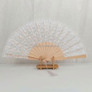 Abanico de mano de madera de alta calidad de 23 cm con borla, abanico hueco de encaje para bodas, publicidad y regalos - Product Image 2