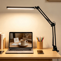 Lampe à pince LED pliable à bras articulé, CRI élevé, sans ombre, 3000K-6500K, fonction de minuterie, alimentation USB, lampe de bureau pour étudiants et postes de travail