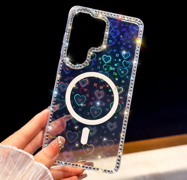 Fashion Rhinestone  Magnetic Glitter IMD Star Phone Case for Galaxy S23 Ultra S24 Plus S25 FE S26 Ultra