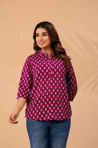 Floral Summer Cotton Short Kurti fit for college and office wear India wholesale manufacturer <b>kurtis</b> for women in India - Product Image 6