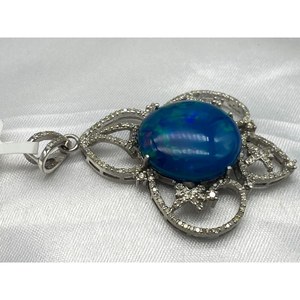 Nouveau pendentif en opale bleue de luxe, très vendu, en argent sterling 925, cadeau pour fête, mariage, fiançailles, cérémonies religieuses, événements - Product Image 5