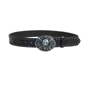 Thắt lưng da kiểu Mỹ châu Âu, dập nổi, retro, đinh tán, phong cách cao bồi, mặt kim loại hợp kim, punk, boho, cá nhân hóa - Product Image 5
