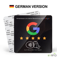 Etiqueta Acrílica NFC Negra con la Símbolica de Google Review para Alemania, 215 Tap to Rate, Letrero para Redes Sociales para Tiendas en Alemania