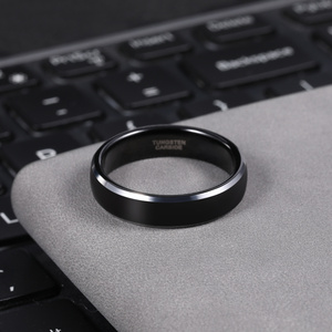 Anillos de Tungsteno con Borde Plateado Pulido Negro de 6/8 mm de OAHLAN, Joyería de Moda <span class=keywords><strong>para</strong></span> Hombres y Mujeres, Anillos de <span class=keywords><strong>Boda</strong></span>, Compromiso y Pareja - Product Image 2