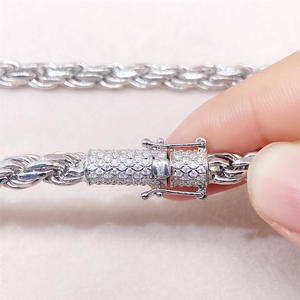 Collier en argent massif 925 VVS et diamant pour hommes, bijoux pour rappeur, chaîne avec fermoir glacé, de luxe, Hip <span class=keywords><strong>Hop</strong></span>, 6mm, 1 pièce - Product Image 5