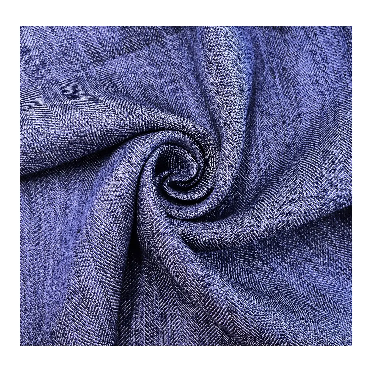 High Quality 100 % Linen yarn dye fabrics color Blue indigo 188GSM for spring and summer garments herringbone