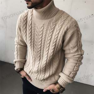 Wholesale Custom Turtleneck Oversized <strong>Men's</strong> <strong>Cable</strong> <strong>Chunky</strong> Wool <strong>Knit</strong> <strong>Jumper</strong> Sweaters - Product Image 1