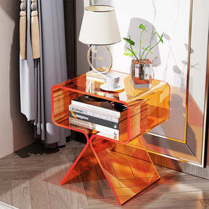 Table basse de salon moderne et minimaliste en acrylique transparent coloré, durable, légère et facile à nettoyer, meubles de salon - Product Image 3