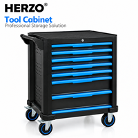 Chariot à outils roulant HERZO à 7 tiroirs, 730x460x965mm, armoire à outils robuste verrouillable pour la réparation automobile, le garage et l'atelier