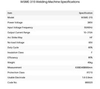 Nouvelle soudeuse à impulsions TIG/MMA JUBA WSME-315 380V 10-315A AC/DC 12kW pour le soudage de l'aluminium