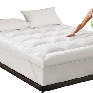 xtra Thick Cooling Queen Mattress Topper, Overfilled Pillow Top with Baffle Box Design, Hand Made Cotton